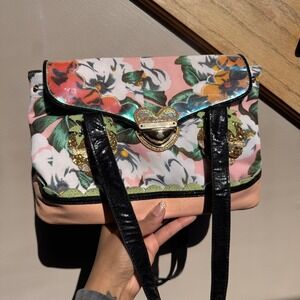 Irregular Choice Floral Strawberry Sequin Heart Lock Shoulder Bag Funky Cottage